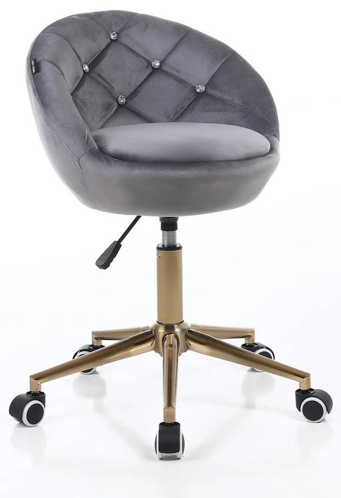 HR948K Scaun Grafit din Catifea cu Bază Aurie