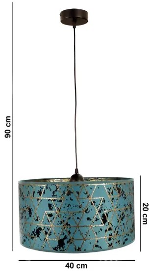 Lustră pe cablu REZO 1xE27/60W/230V turcoaz