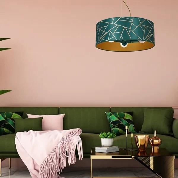 Lustră pe cablu ZIGGY 3xE27/60W/230V verde/aurie