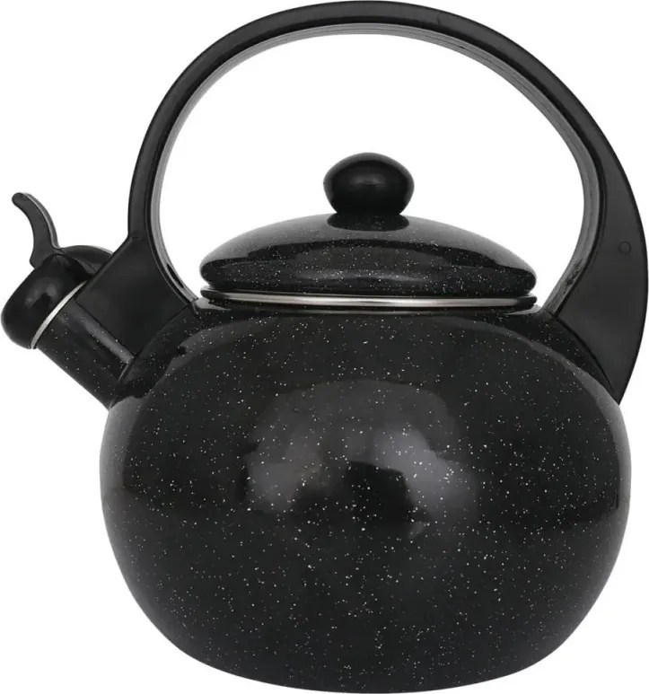 Ceainic cu fluier Kinghoff KH 2039, 2 l, interior emailat, compatibil cu plitele cu inducție, negru