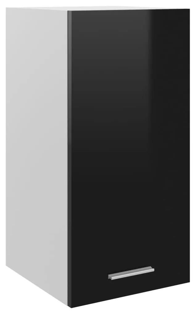 801250 vidaXL Dulap suspendat, negru extralucios, 29,5x31x60 cm, PAL