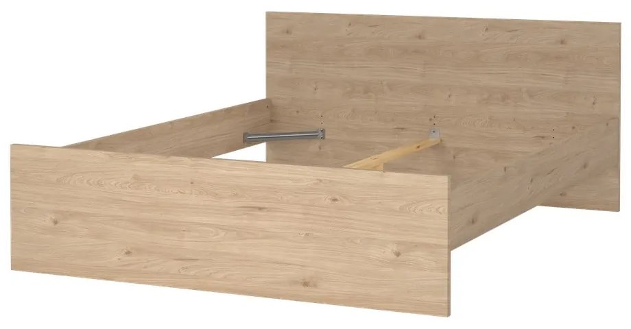 Pat matrimonial în culoare naturală cu aspect de lemn de stejar 160x200 cm Naia – Tvilum