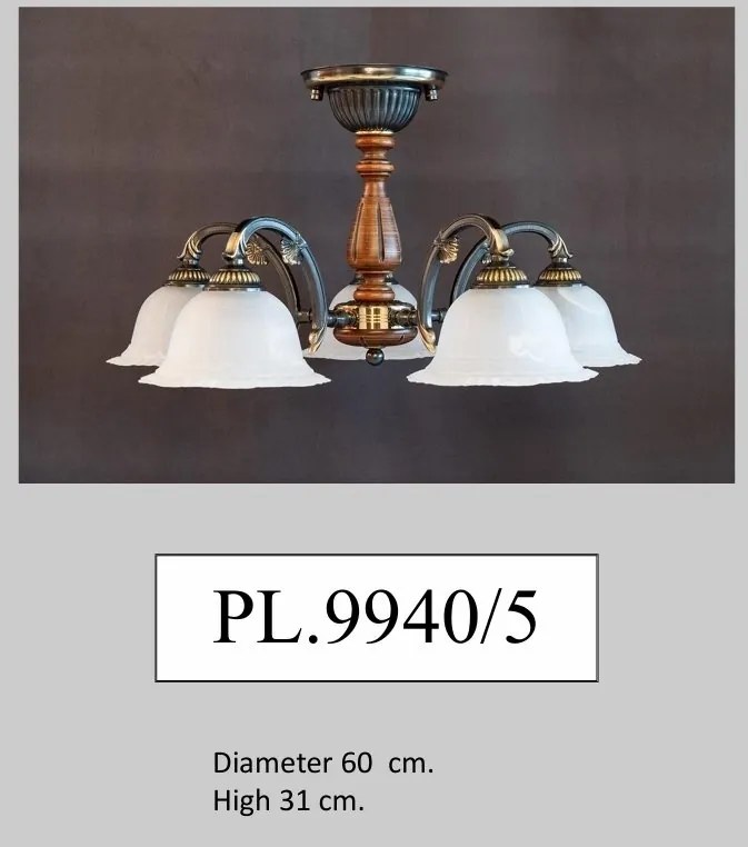 Lustra rustica aplicata cu 5 brate design italian 9940