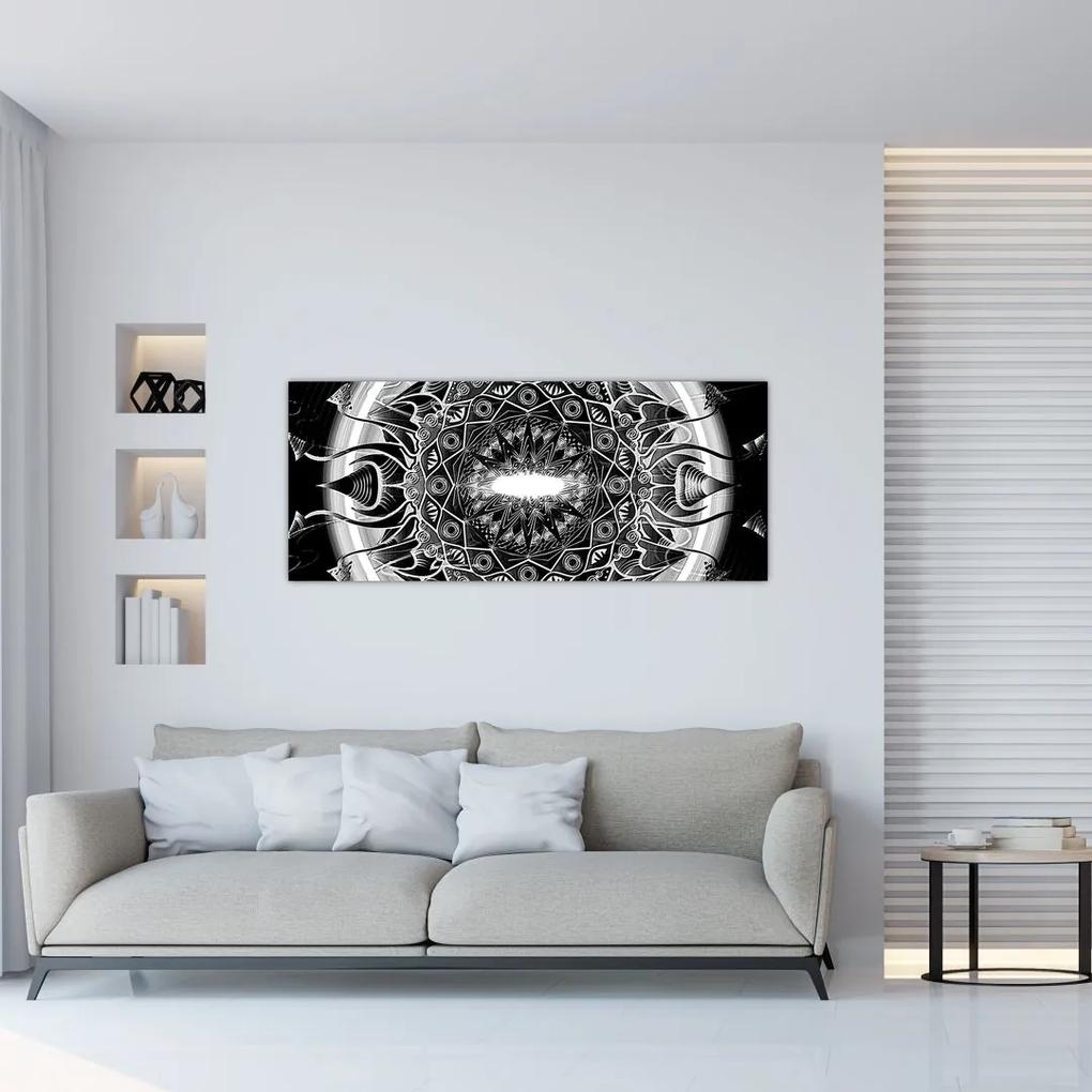 Tablou cu ornamente alb negre (120x50 cm), în 40 de alte dimensiuni noi