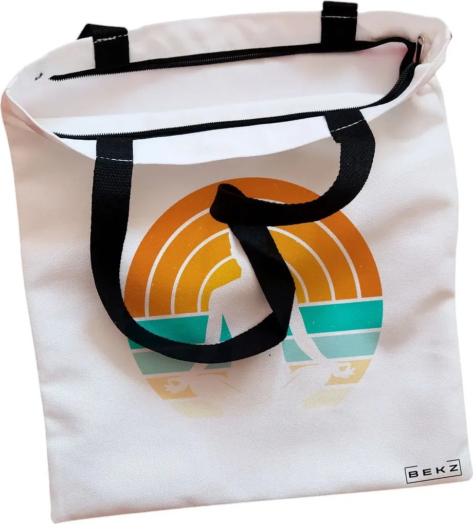Sacosa de Panza pentru Cumparaturi, Geanta Tote, Yoga 14, Cu fermoar, 38x34.5 cm, Alba, BEKZ®