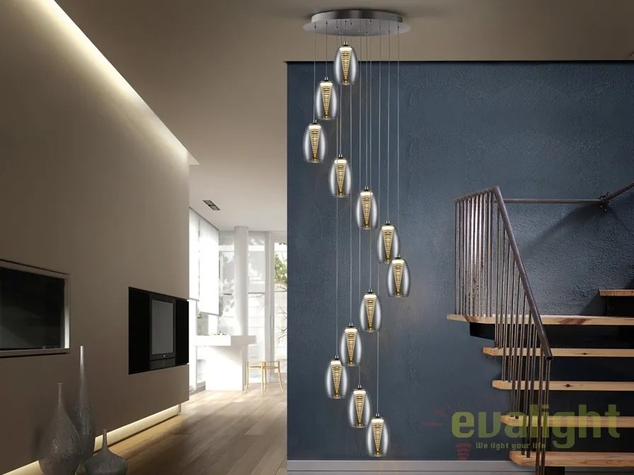 Lustra LED casa scarii design modern cu 12 pendule Nebula SV-584541