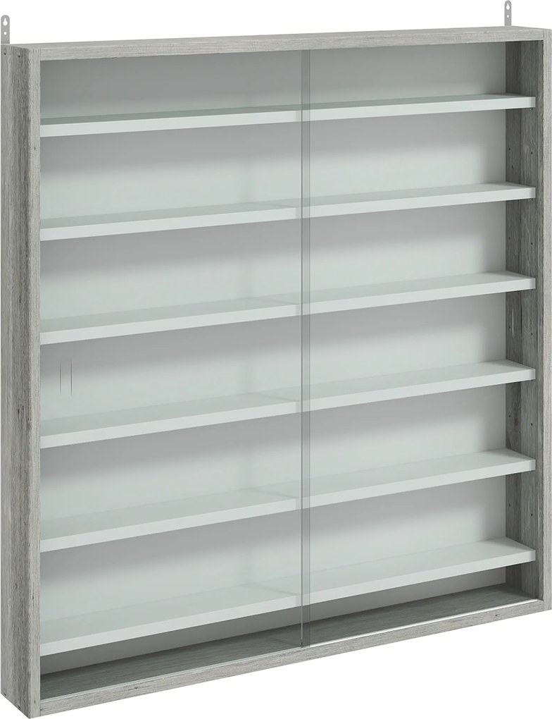 HOMCOM Dulap Tip Vitrină de Expoziție cu Rafturi Reglabile, Montată pe Perete, Negru | Aosom Romania