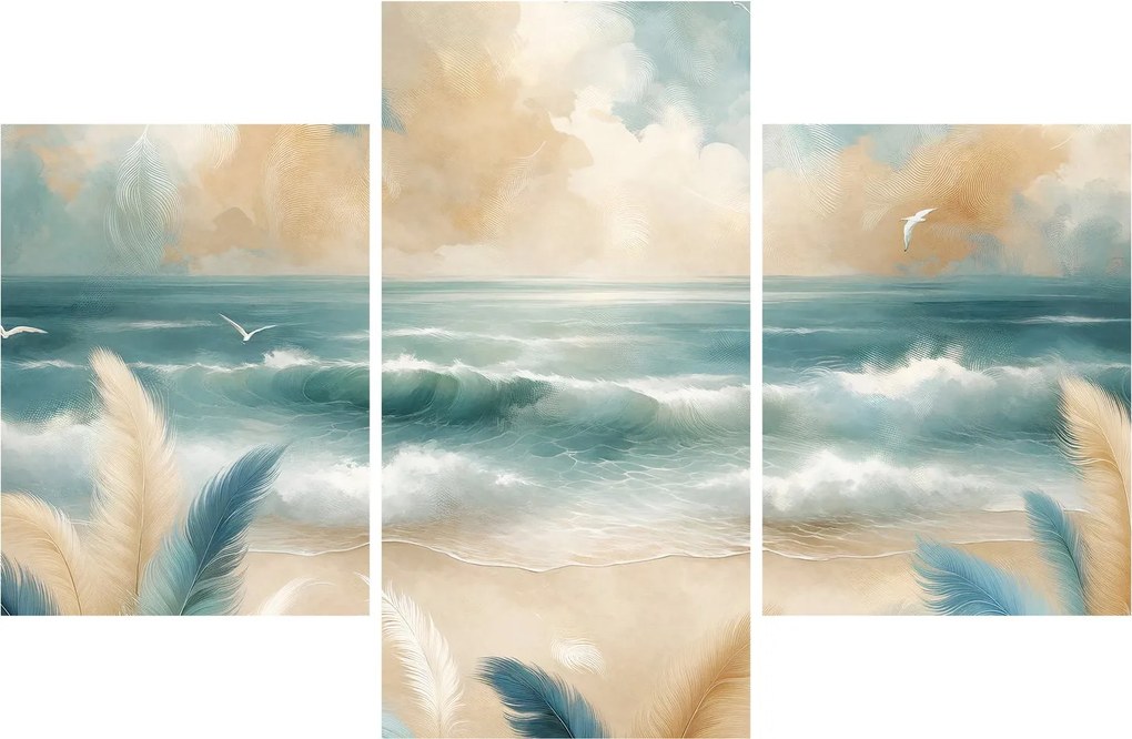 Tablou – Plajă pictată în culori delicate (90x60 cm)