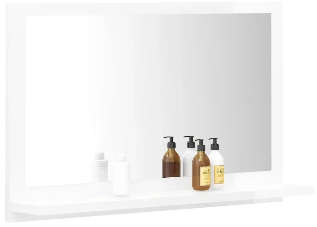 Oglinda de baie, alb extralucios, 60 x 10,5 x 37 cm, PAL Alb foarte lucios, 60 cm
