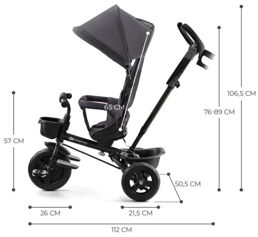 Tricicletă pentru copii KINDERKRAFT AVEO gri