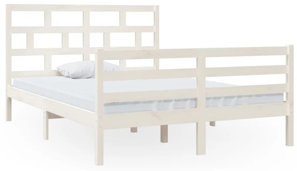 3101284 vidaXL Cadru de pat, alb, 140x200 cm, lemn masiv de pin