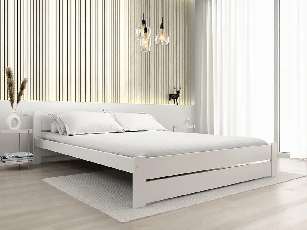 Pat de o persoana alb, IKAROS DOUBLE 120 x 200 cm Saltele: Cu saltele Deluxe 10 cm, Somiera pat: Cu lamele drepte