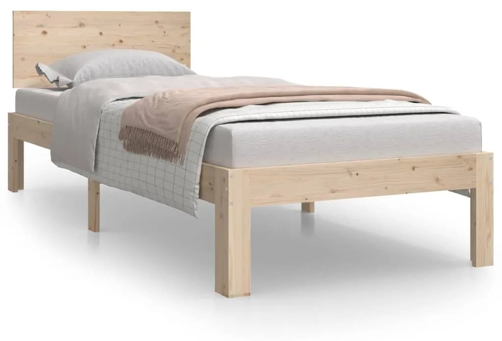 833099 vidaXL Cadru de pat, 75x190 cm, mic, single, lemn masiv de pin