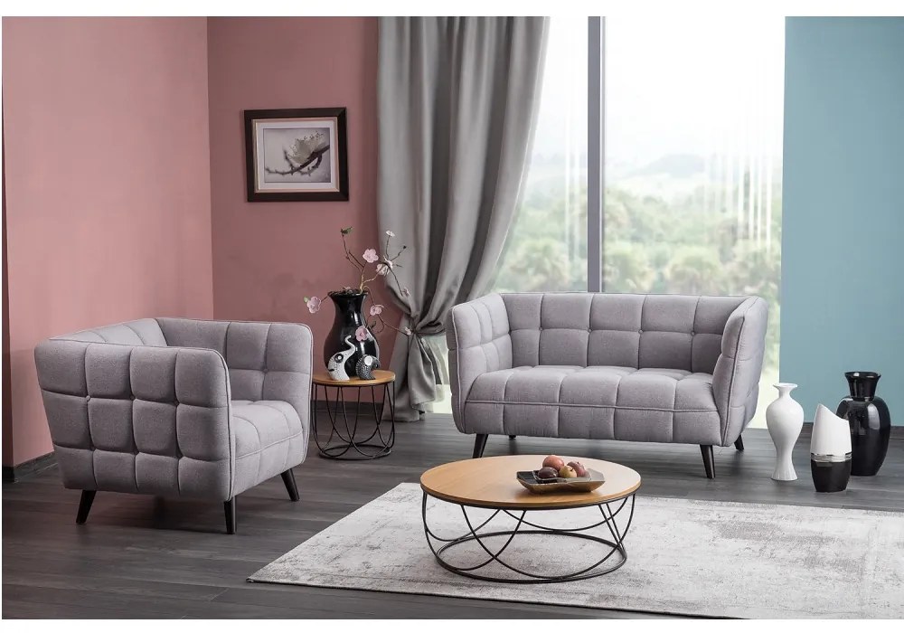 Canapea Castello Velvet, cu doua locuri, verde/negru