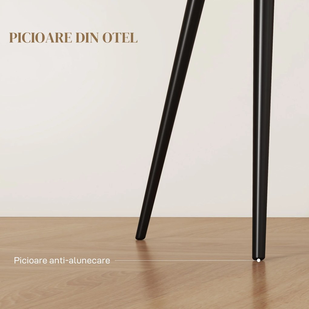 HOMCOM Set 2 Scaune de Dining Tapițate în Stil Nordic cu Brațe și Picioare din Oțel, 54x57x80 cm, Alb Crem | Aosom Romania