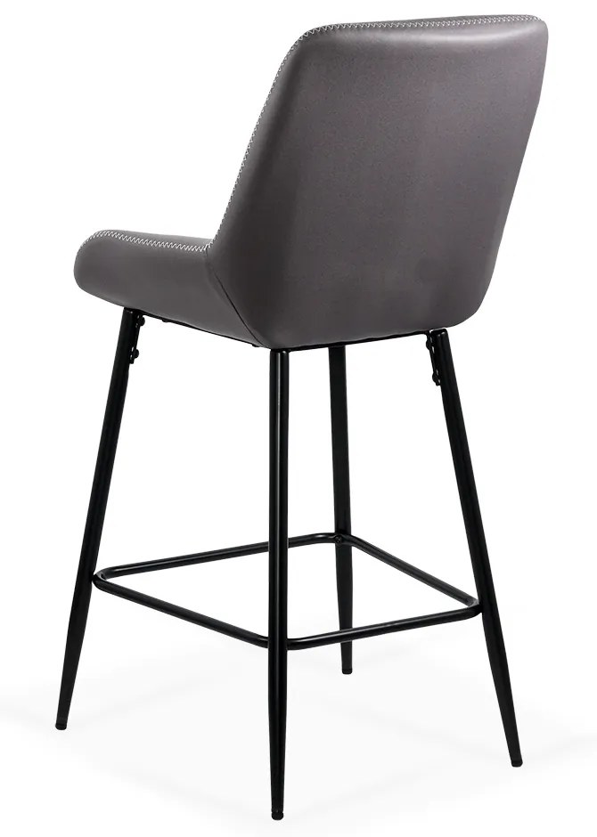 Scaun de bar fix din piele sintetică gri si cadru metalic ABS 146