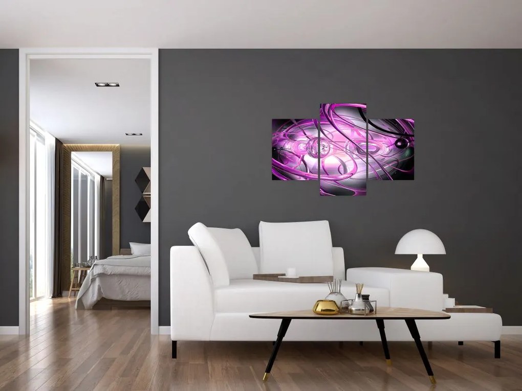 Tabloul cu abstracție frumoasă în violet (90x60 cm)