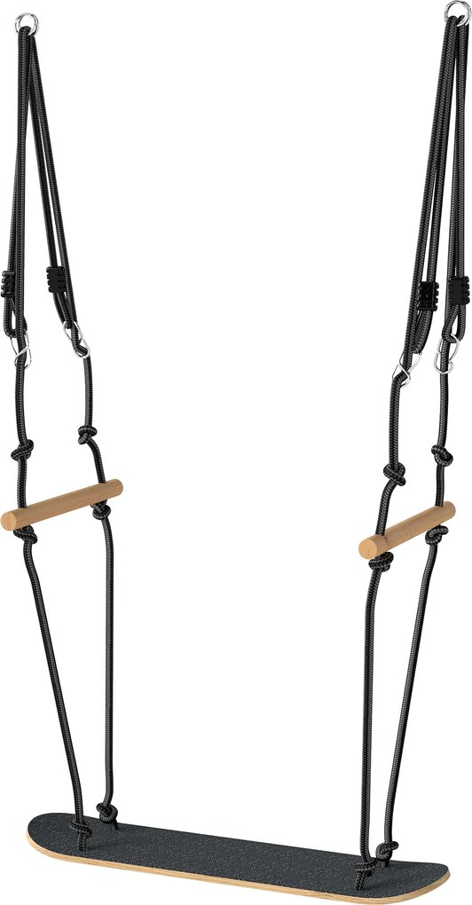 AIYAPLAY Leagăn skateboard pentru copii cu înălțime reglabilă, placă antiderapantă, frânghie rezistentă la intemperii, mânere Negru | Aosom Romania