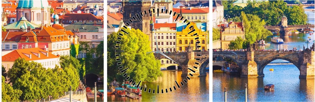 Tablou - Praga (cu ceas) (90x30 cm)