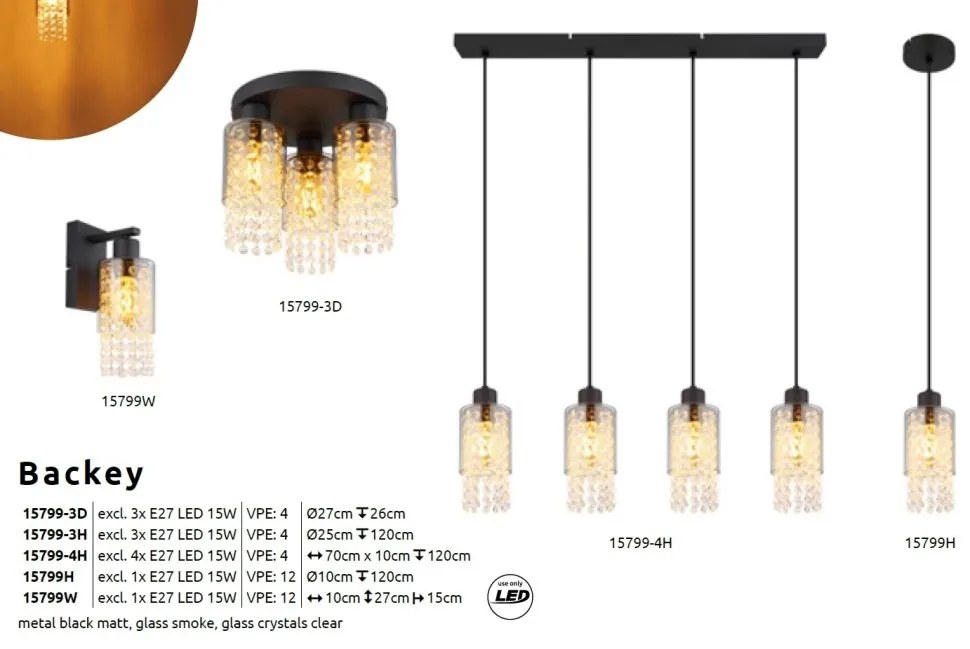 Aplica de perete design modern Backey negru