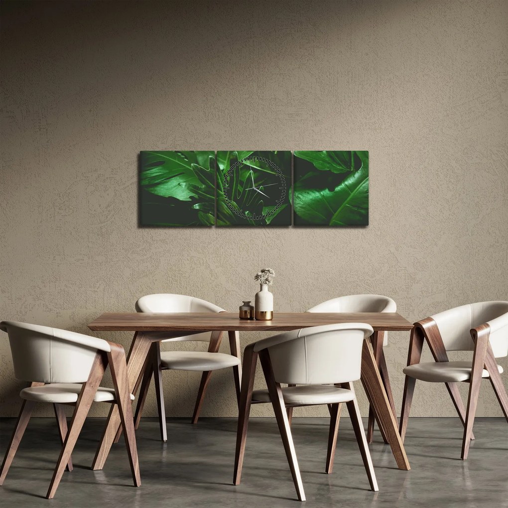 Tablou - Frunze de palmier (cu ceas) (90x30 cm)