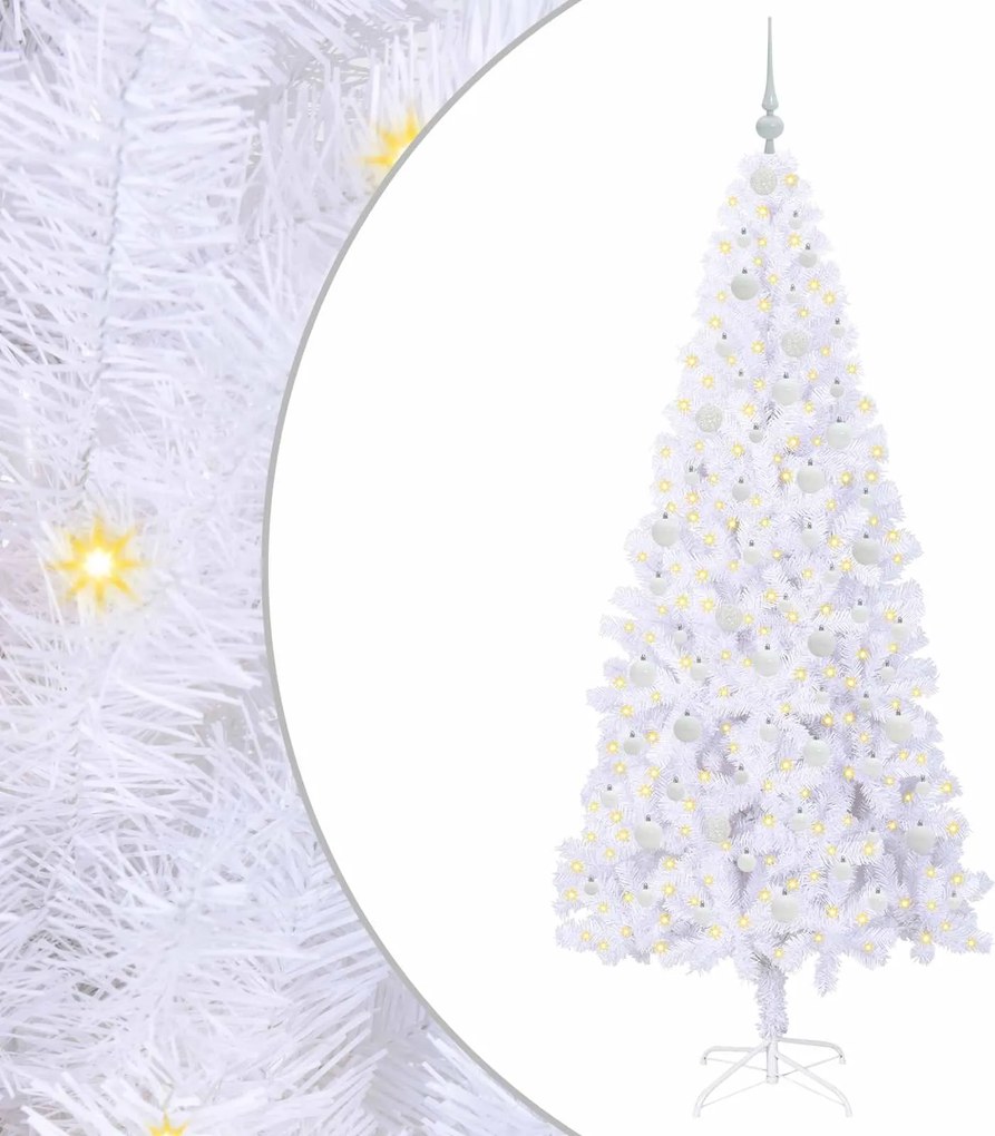 vidaXL Brad de Crăciun artificial cu 300 LED Alb 210 cm PVC și Oțel