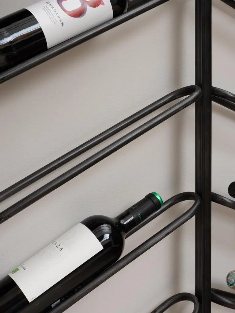 Suport de perete, pentru sticle de vin, din metal, Stim