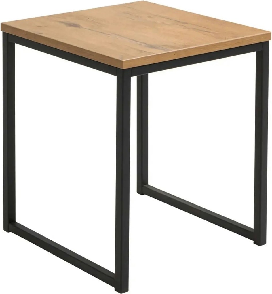 Masuta cafea AROZ, stejar lancelot/negru, PAL/metal, 50x50x50 cm