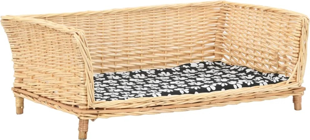 vidaXL Coș pentru câini cu pernă, natural, 90x54x35 cm, răchită