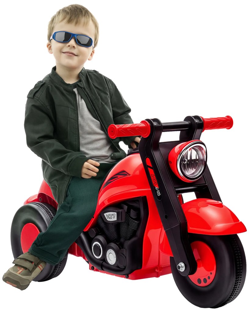 AIYAPLAY Mașină de împins, design motocicletă, muzică și bule de săpun, pentru 2-5 ani, Roșu | Aosom Romania