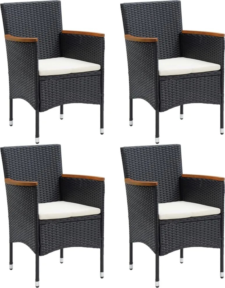 vidaXL Scaune de masă pentru grădină, 4 buc., negru, poliratan