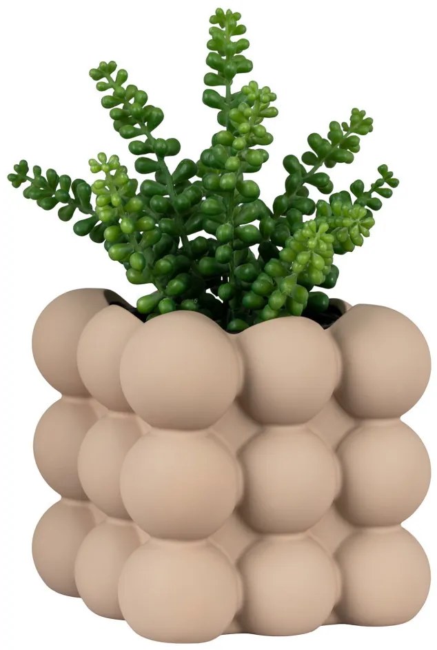 Vas de flori, ceramică, maro, 13,5x13,5x13 cm