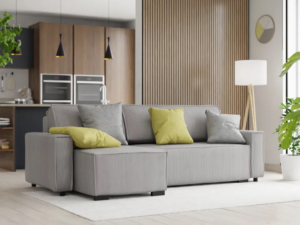 Canapea extensibila cu colt bilateral Culoare Gri Deschis, SMART