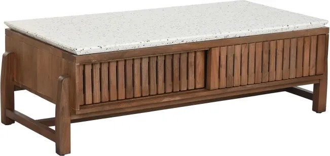 Masuta de cafea din lemn de acacia si marmura, 127X67X47 cm, " Terrazo "