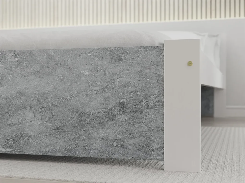 Pat IKAROS 180 x 200 cm, beton/alb Saltele: Cu saltele Somnia 18 cm, Somiera pat: Cu lamele drepte