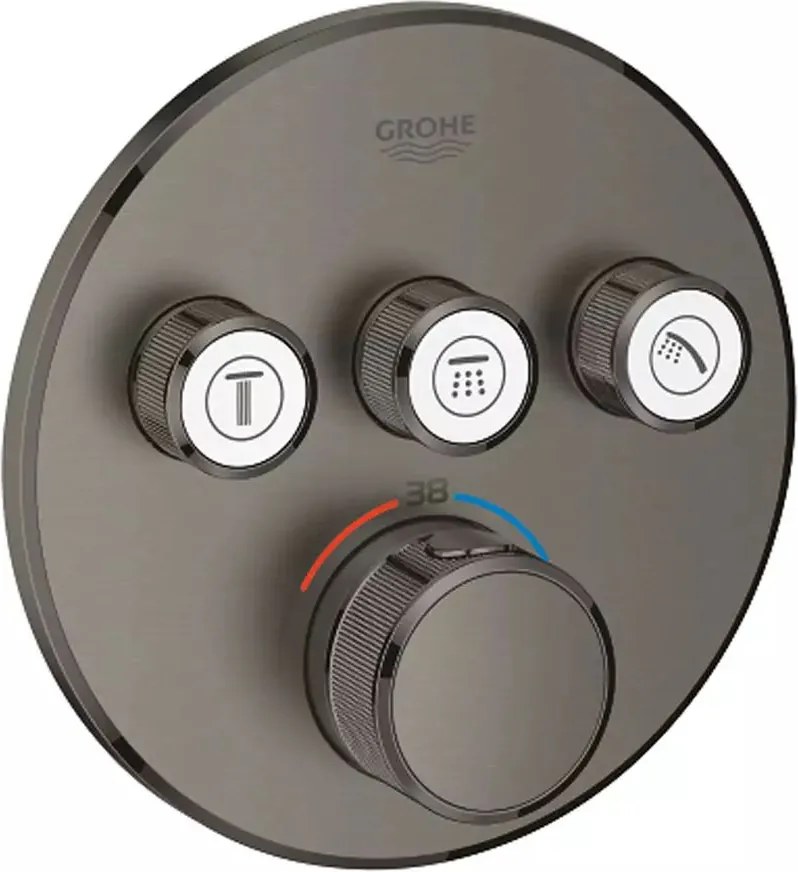 Baterie dus incastrata cu termostat Grohe Grohtherm SmartControl 3 iesiri antracit periat Hard Graphite