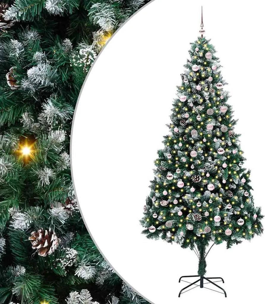 vidaXL Brad de Crăciun artificial Verde 240 cm PVC și Oțel și Plastic