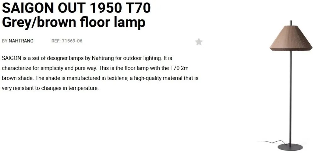 Lampa de podea iluminat exterior decorativ SAIGON 195/T70 gri/maro