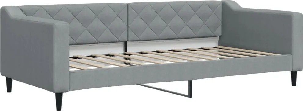 vidaXL Pat de zi, gri deschis, 90x200 cm, material textil