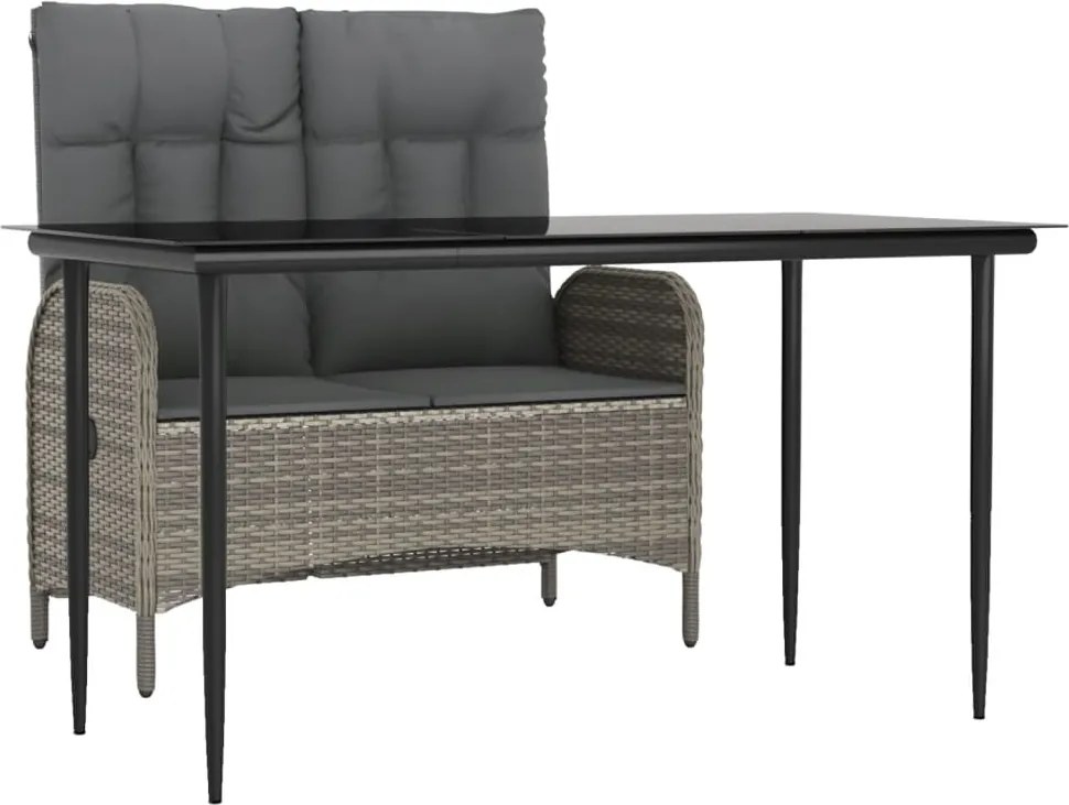 vidaXL Set mobilier de grădină cu perne, 2 piese, gri, poliratan