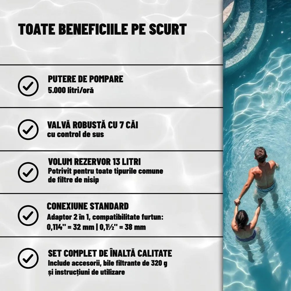 Filtrare cu nisip pentru piscina AQUA cu bile filtrante, 5 000 l/h, albastru Monzana