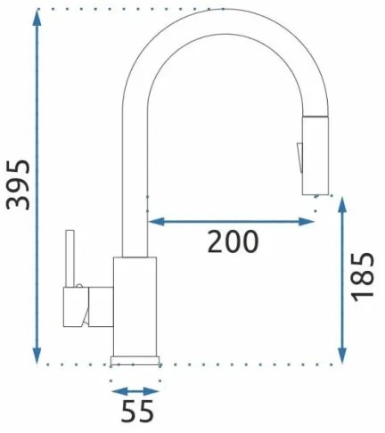 REA-B0669 - Baterie pentru chiuvetă FRESH cu duș extractibil, 39,5 cm, aurie