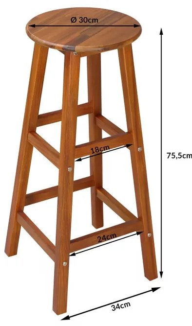 Deuba Set de 2 scaune de bar din lemn de agat