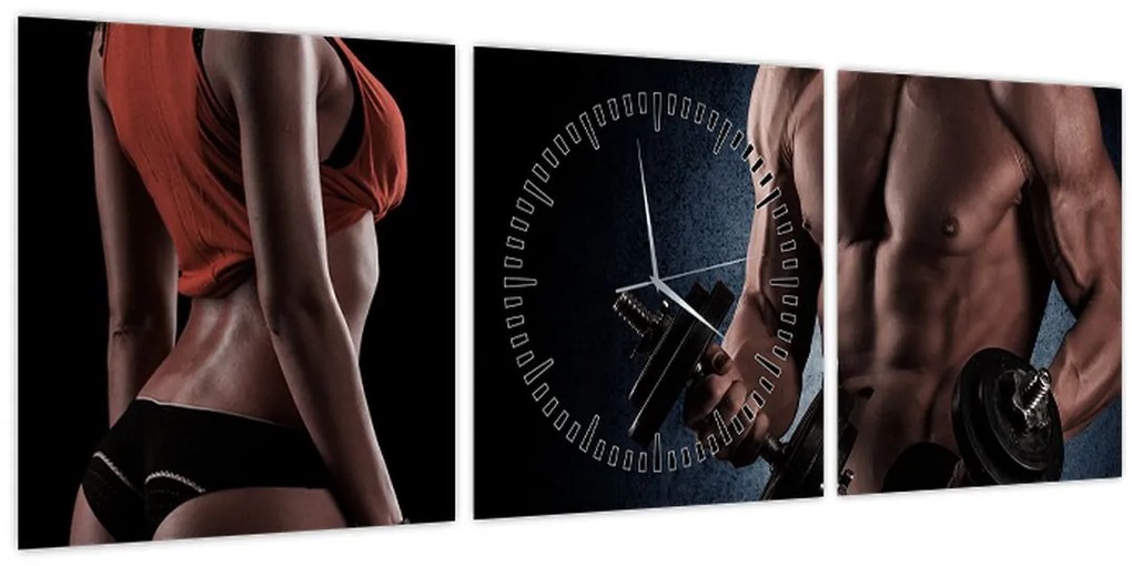 Tablou - Fitness (cu ceas) (90x30 cm)