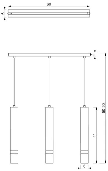 Candelabru cu cablu JOKER, 3x GU10, 25W, 230V, albastru/auriu