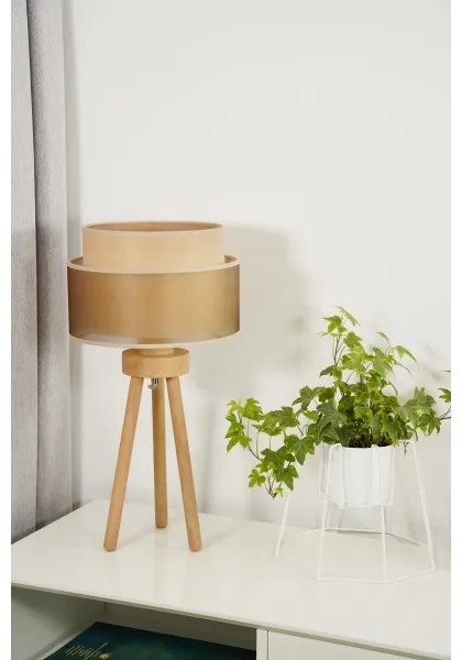 Lampă de masă WOOD Duolla BOHO 1xE27/15W/230V d. 25 cm cupru/maro/bej