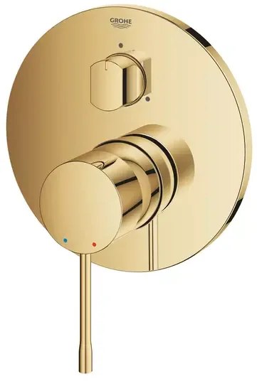 Baterie cada - dus incastrata Grohe Essence 3 iesiri auriu lucios Cool Sunrise fara corp ingropat