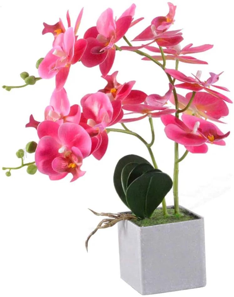 Floare artificiala Phalaenopsis Vivilinen, plastic, alb/verde/roz, 10 x 10 x 30 cm
