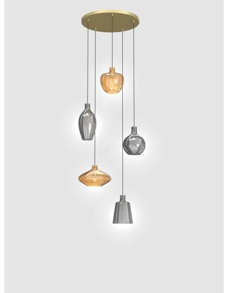 Lustră pe cablu Wofi 5005-501 ROUEN 5xE14/40W/230V auriu/gri