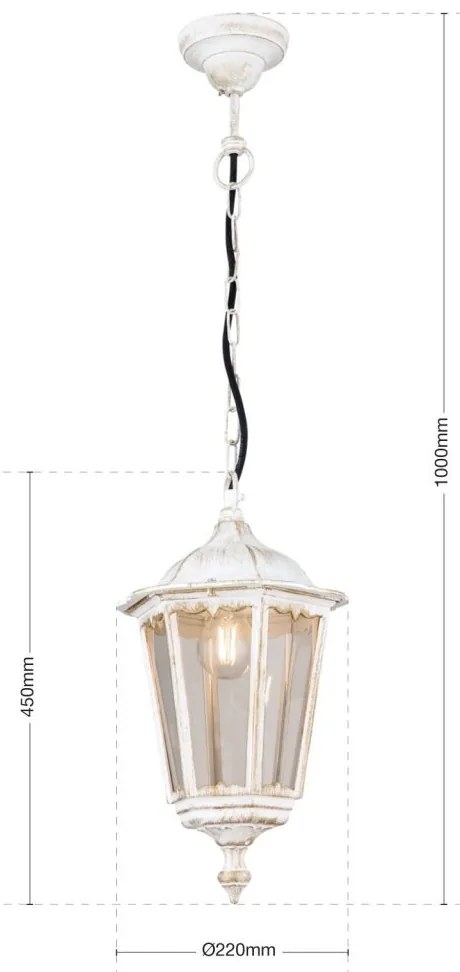 Pendul exterior stil clasic IP43 Puchberg AL 11K/82502 weiß-gold/rauch OR